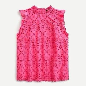 NWT J. Crew Cotton Eyelet Pink Sleeveless Top, Size XXS
